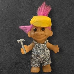 Russ Troll Doll with Pink Hair and Yellow Hat